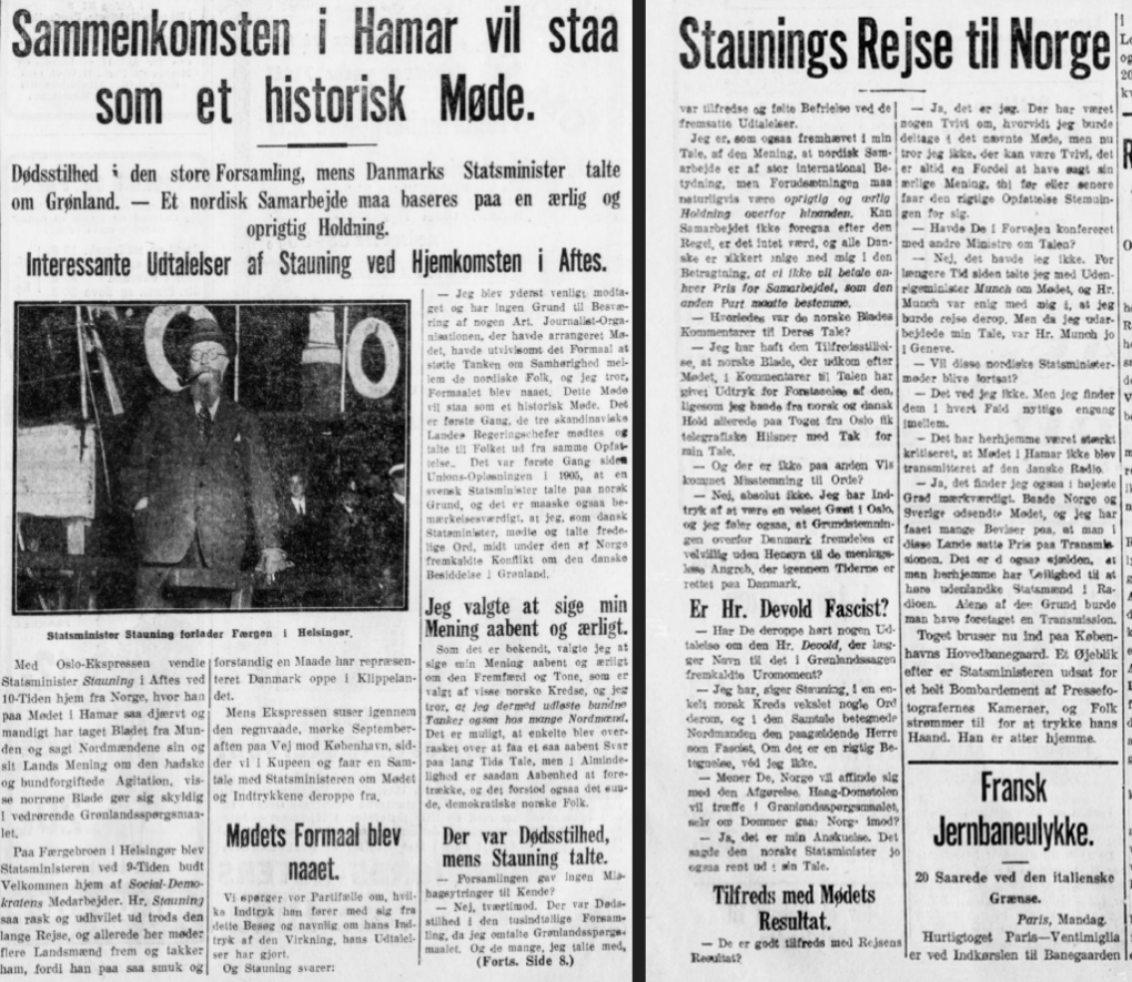 Interview med Thorvald Stauning i Social-Demokraten, 8. september 1931.